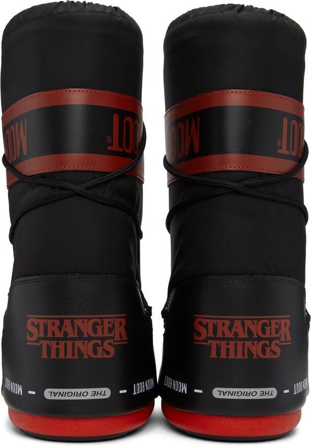Moon Boot Black  Red Stranger Things Upside Down Boots - Picture 3