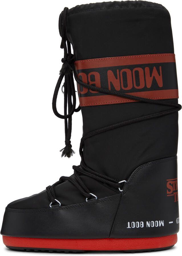 Moon Boot Black  Red Stranger Things Upside Down Boots - Picture 2