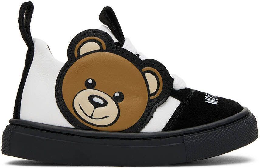 Moschino Baby Black  White Teddy Sneakers - Picture 4