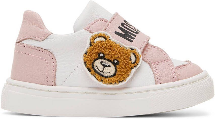 Moschino Baby White  Pink Teddy Sneakers - Picture 4