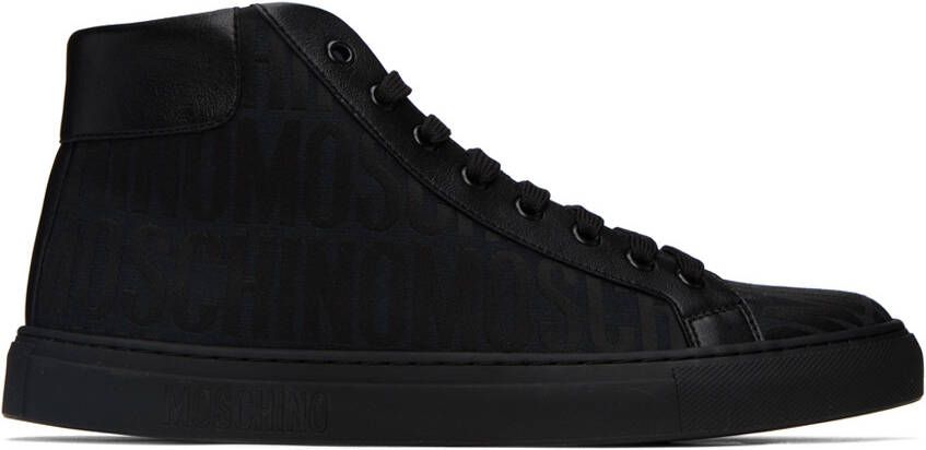 Moschino Black All-Over Logo Sneakers - Picture 5