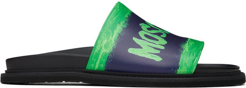 Moschino Black  Green Logo Sandals - Picture 5