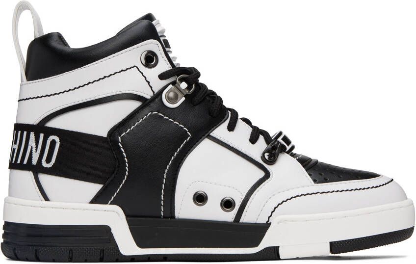 Moschino Black  White Streetball Asymmetrical Sneakers - Picture 5