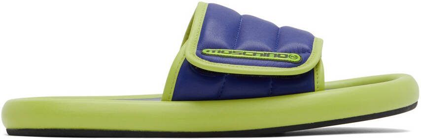 Moschino Blue  Green Logo Slides - Picture 5