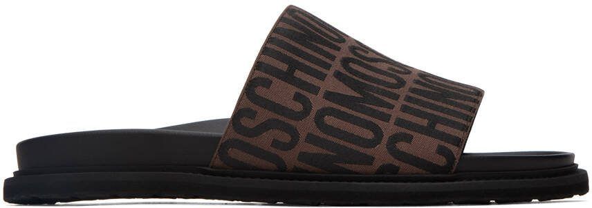 Moschino Brown  Black Jacquard Logo Sandals - Picture 5