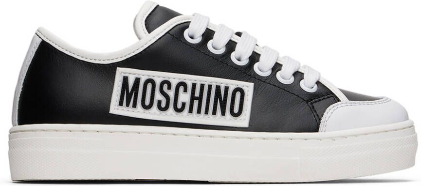 Moschino Kids Black  White Paneled Sneakers - Picture 4