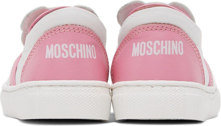 Moschino Baby White  Pink Teddy Slip-On Sneakers