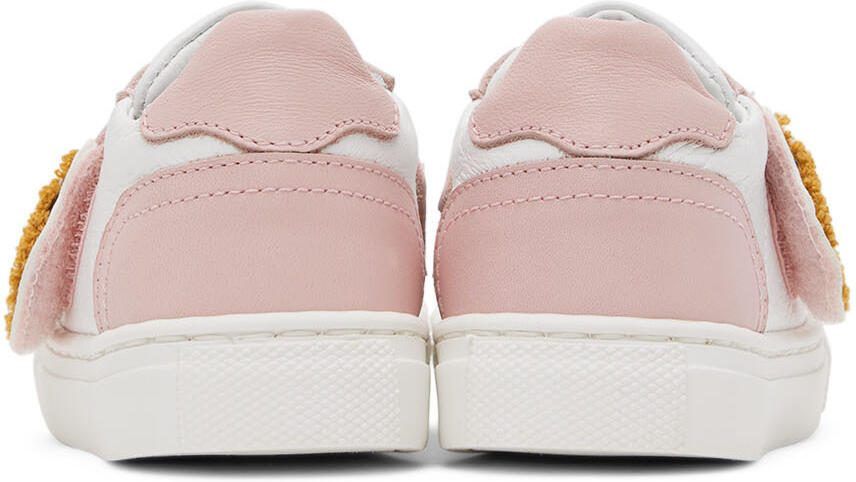 Moschino Baby White  Pink Teddy Sneakers