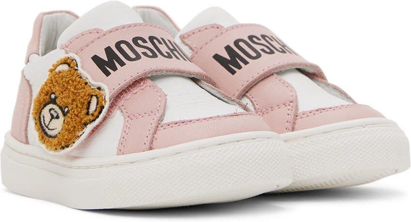 Moschino Baby White  Pink Teddy Sneakers - Picture 3