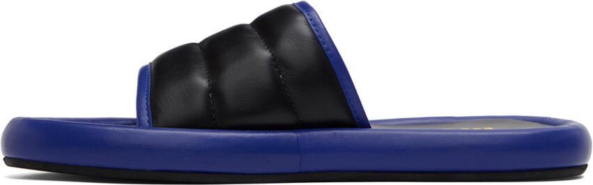 Moschino Black  Blue Logo Slides - Picture 4