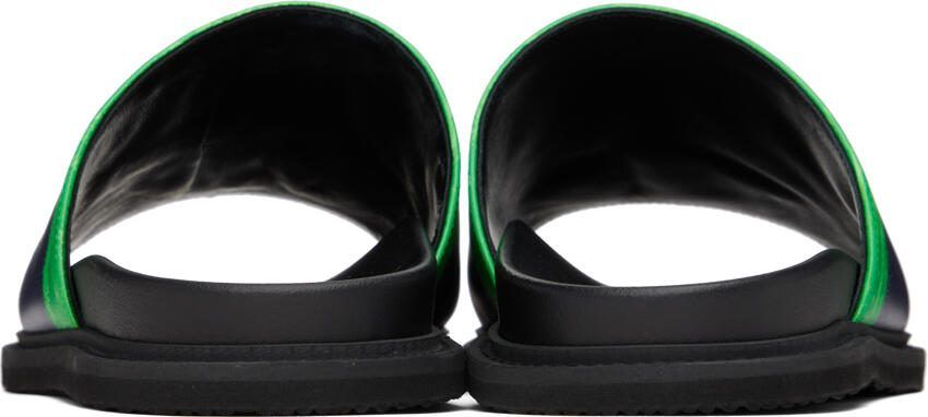 Moschino Black  Green Logo Sandals