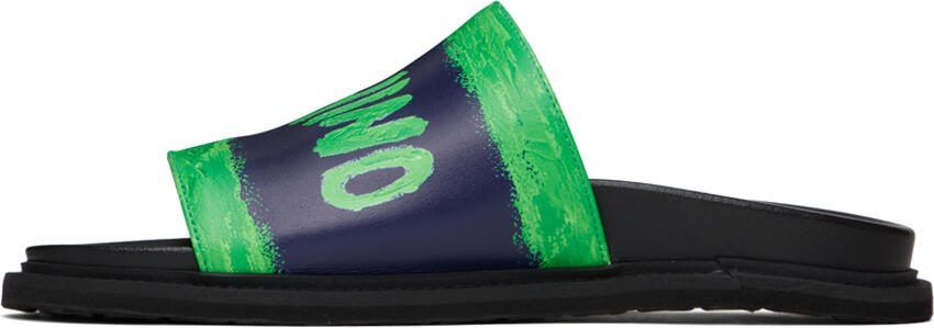 Moschino Black  Green Logo Sandals - Picture 3