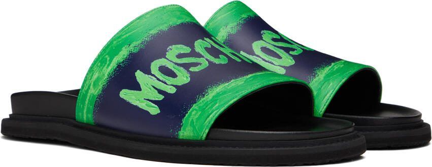 Moschino Black  Green Logo Sandals - Picture 2