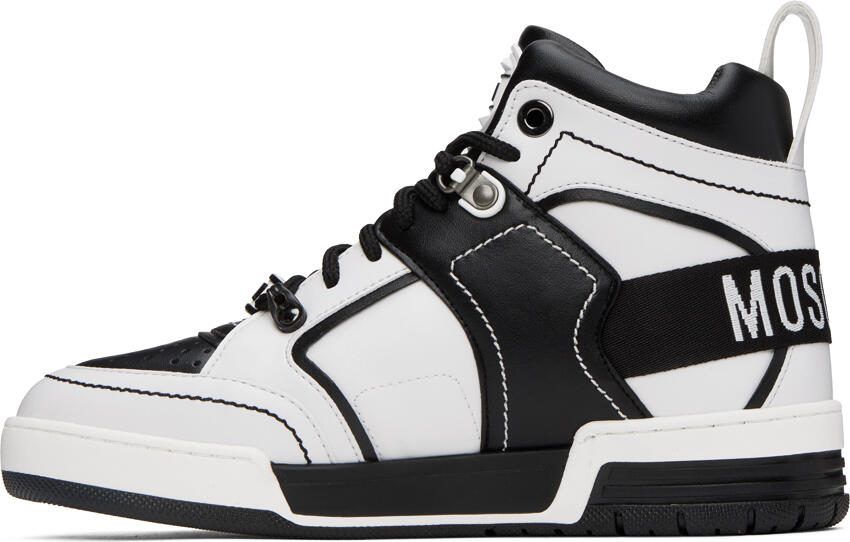 Moschino Black  White Streetball Asymmetrical Sneakers - Picture 3