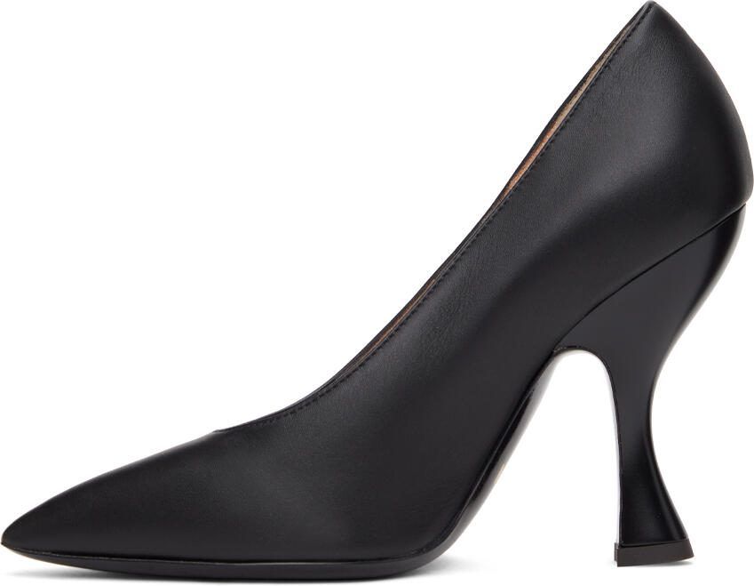Moschino Black Calfskin Icing Logo Heels