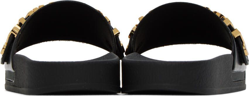 Moschino Black Logo Lettering Pool Slides
