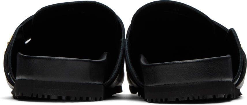 Moschino Black Metal Logo Slippers