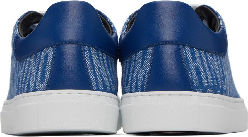 Moschino Blue All-Over Logo Denim Sneakers