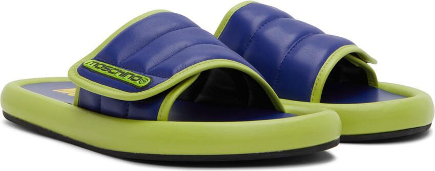 Moschino Blue  Green Logo Slides