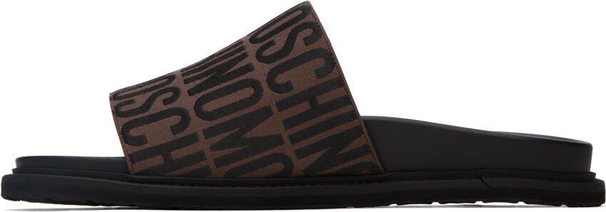 Moschino Brown  Black Jacquard Logo Sandals - Picture 3