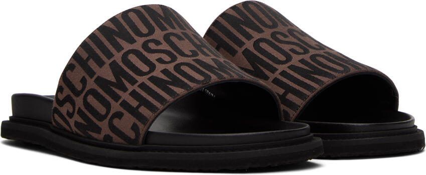 Moschino Brown  Black Jacquard Logo Sandals - Picture 2