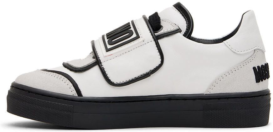 Moschino Kids White  Black Leather Sneakers - Picture 3