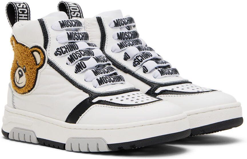 Moschino Kids White Teddy High Sneakers - Picture 2