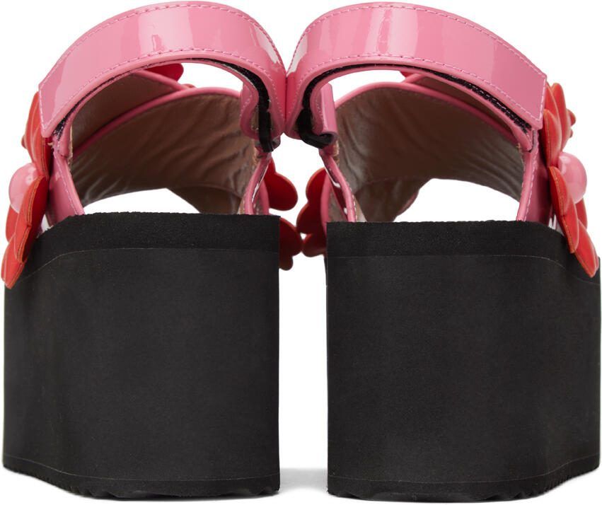 Moschino Pink  Red Heart Flower Wedge Sandals