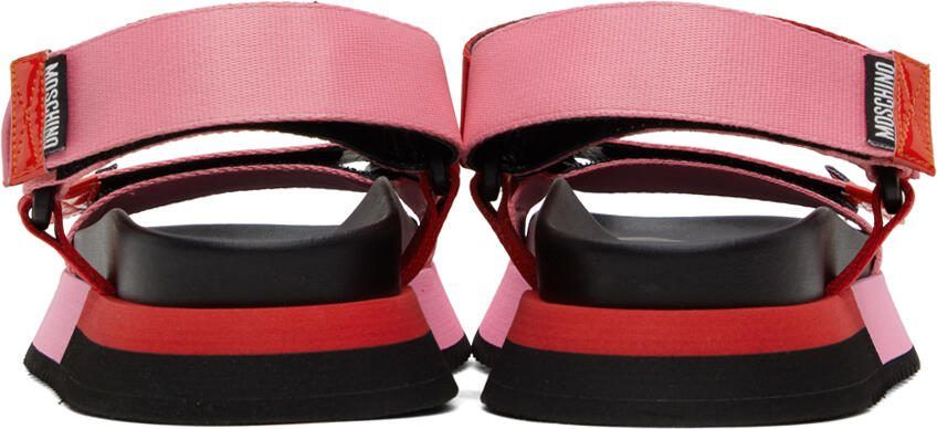 Moschino Pink  Red Logo Tape Sandals