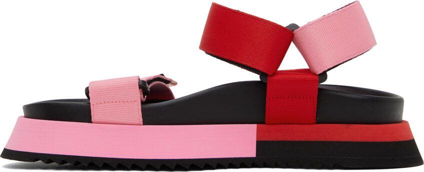 Moschino Pink  Red Logo Tape Sandals - Picture 3