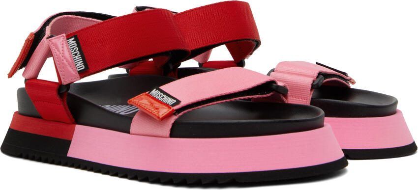 Moschino Pink  Red Logo Tape Sandals - Picture 2