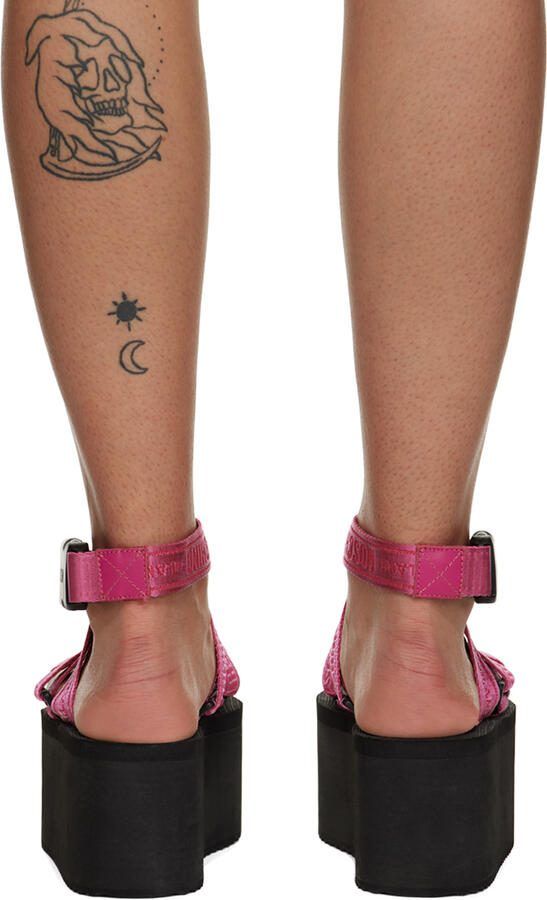 Moschino Pink Logo Tape Wedge Sandals - Picture 5