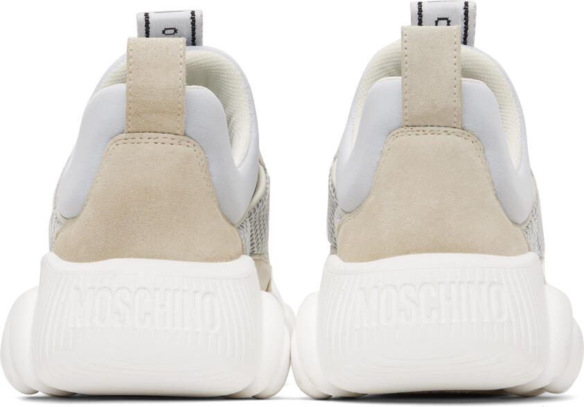Moschino White  Beige Teddy Sneakers