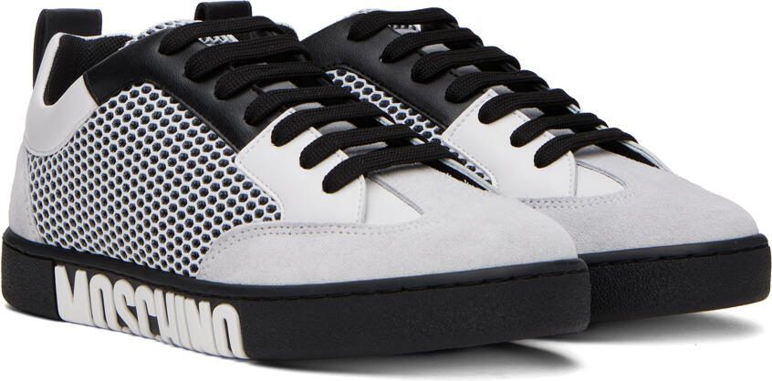 Moschino White  Black Side Logo Sneakers - Picture 2