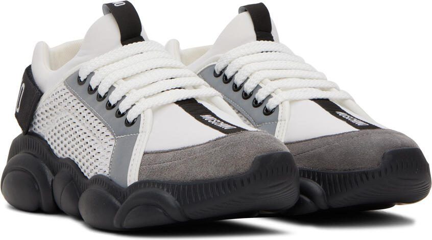 Moschino White  Gray Teddy Sneakers - Picture 2