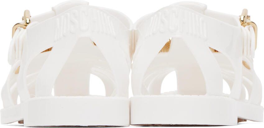 Moschino White Jelly Lettering Sandals