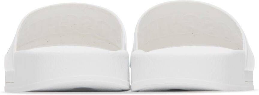 Moschino White Logo Pool Slides