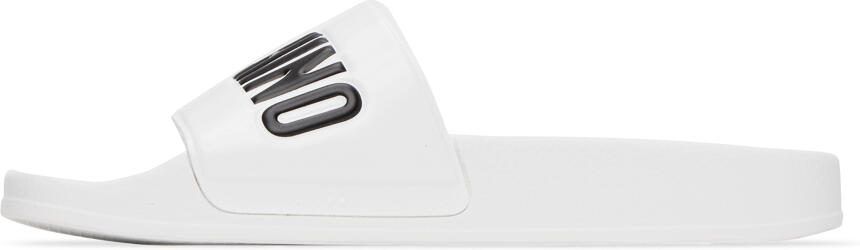 Moschino White Logo Pool Slides - Picture 4