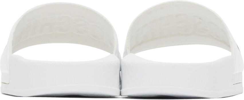 Moschino White Logo Pool Slides