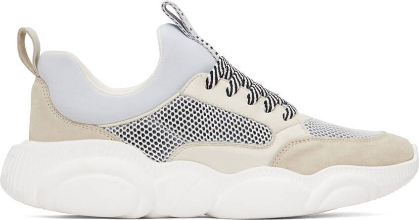 Moschino White  Beige Teddy Sneakers - Picture 5