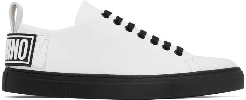 Moschino White  Black Logo Sneakers - Picture 4
