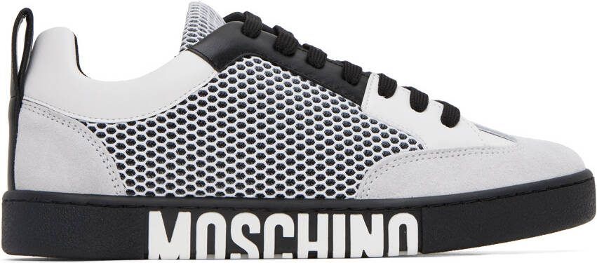Moschino White  Black Side Logo Sneakers - Picture 5