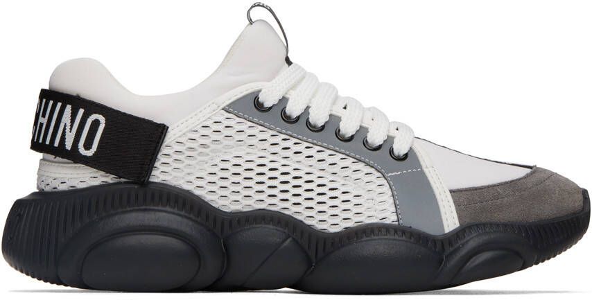 Moschino White  Gray Teddy Sneakers - Picture 5