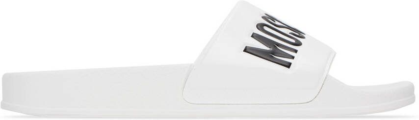 Moschino White Logo Pool Slides - Picture 5