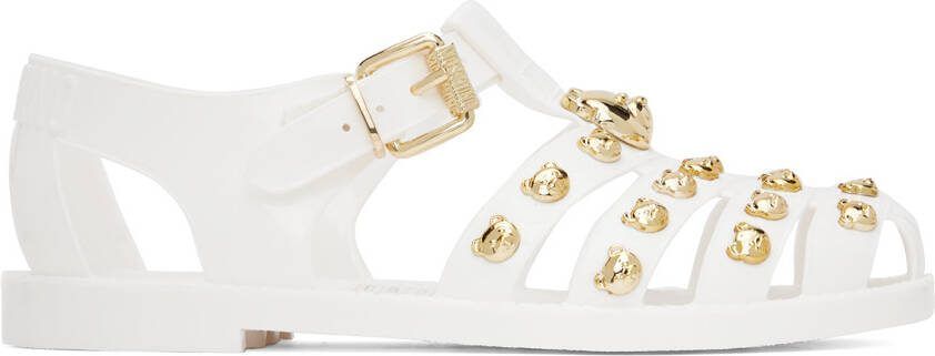 Moschino White Teddy Stud Jelly Sandals - Picture 5