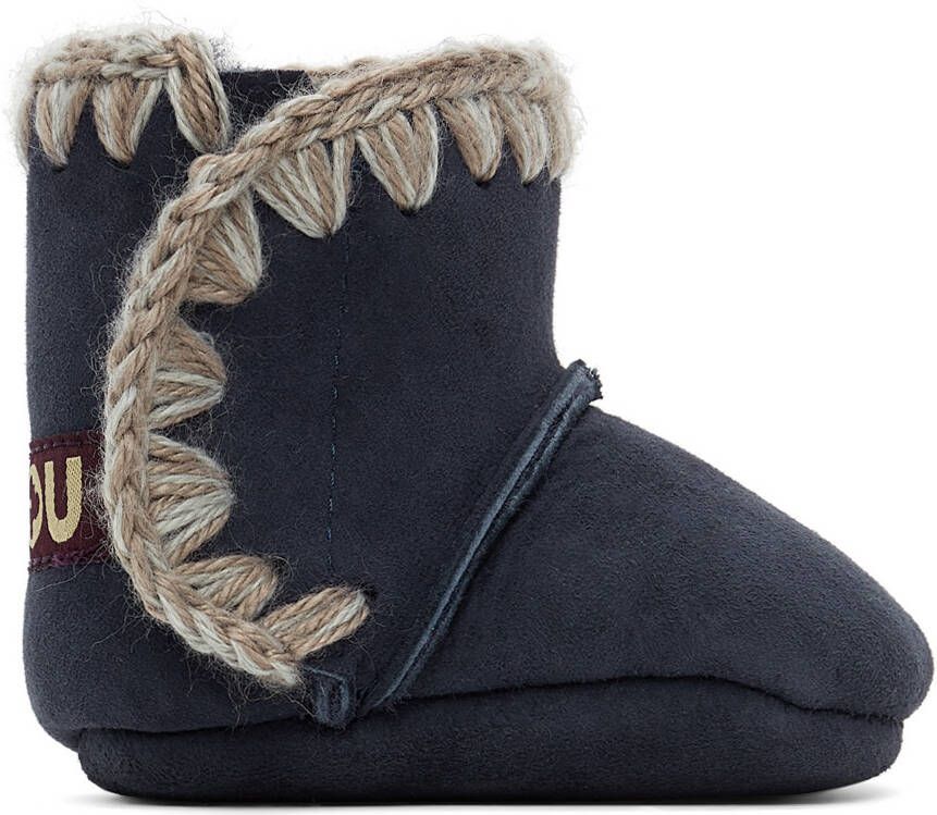 Mou Baby Navy Velcro Suede Pre-Walkers - Picture 4