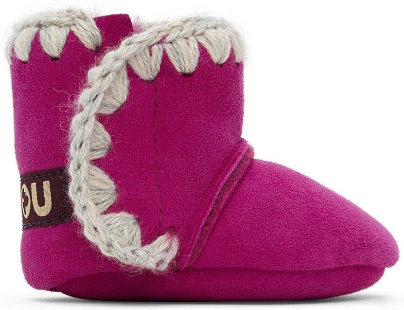 Mou Baby Pink Velcro Suede Pre-Walkers