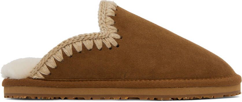 Mou Brown Full Stitch Slippers - Picture 10