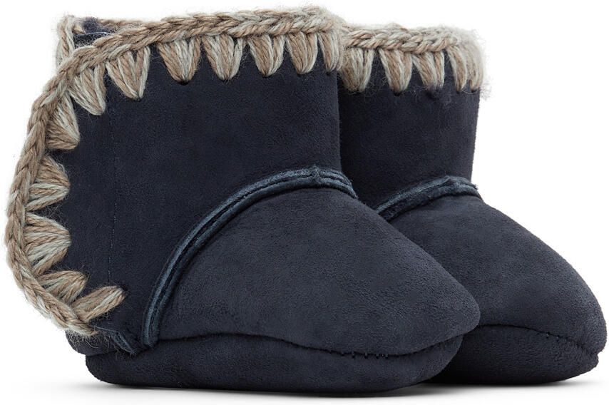 Mou Baby Navy Velcro Suede Pre-Walkers - Picture 3