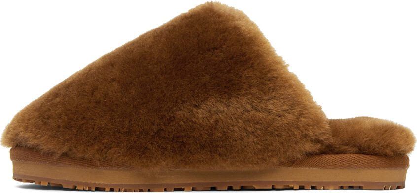 Mou Brown Sheepskin Fur Slippers - Picture 3